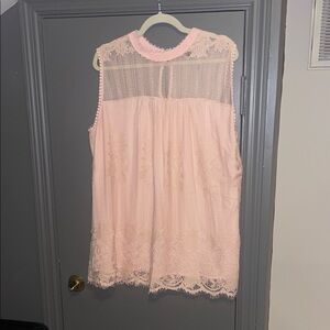 Worthington Light Pink Lace Sleeveless Blouse